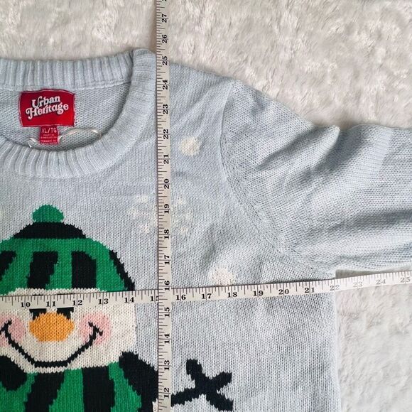 Urban Heritage Womens Light Blue Snowman Crew Neck Pullover Sweater Size XL - Picture 2 of 6